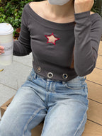 SHINE LOUD ONE STAR OFF SHOULDER TOPS